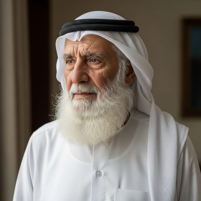 Arab Elderly Man in Traditional Attire with Wisdom and Dignity Arab Elderly Man in Traditional Attire with Wisdom and Dignity