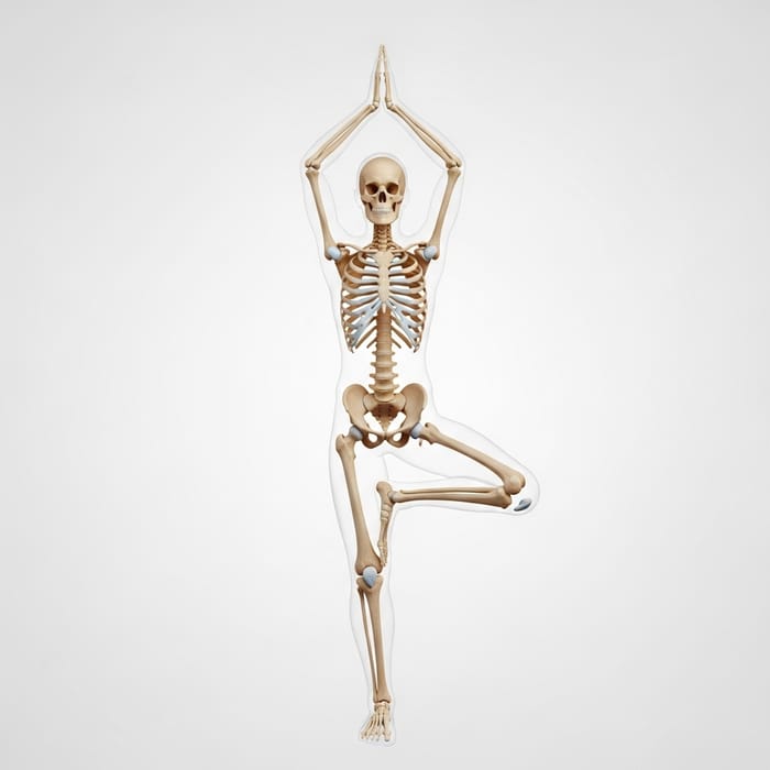 Skeleton System Alignment in Tree Pose - Medical Illustration Skeleton System Alignment in Tree Pose - Medical Illustration
