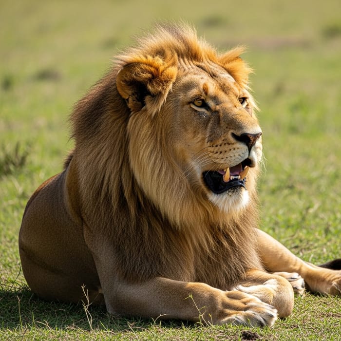 Majestic Lion on Savannah Grass | Golden Coat | Regal Mane Majestic Lion on Savannah Grass | Golden Coat | Regal Mane
