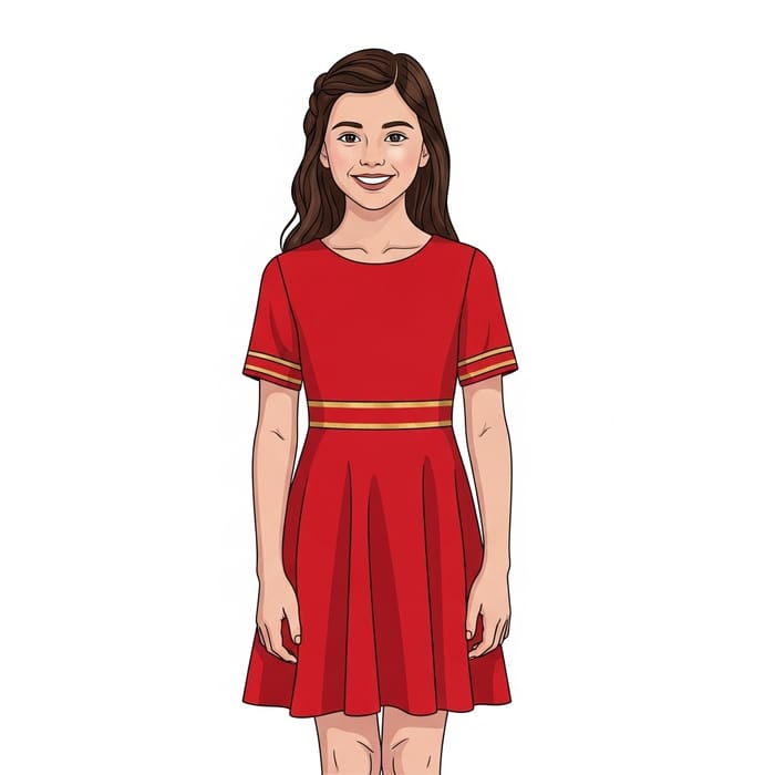 Red and Gold Short Dress for 12-Year-Old Girl