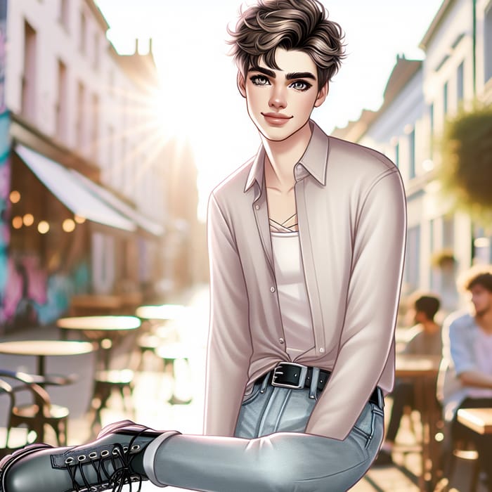 Fashionable Femboy in Urban Setting - Stylish & Trendy Look