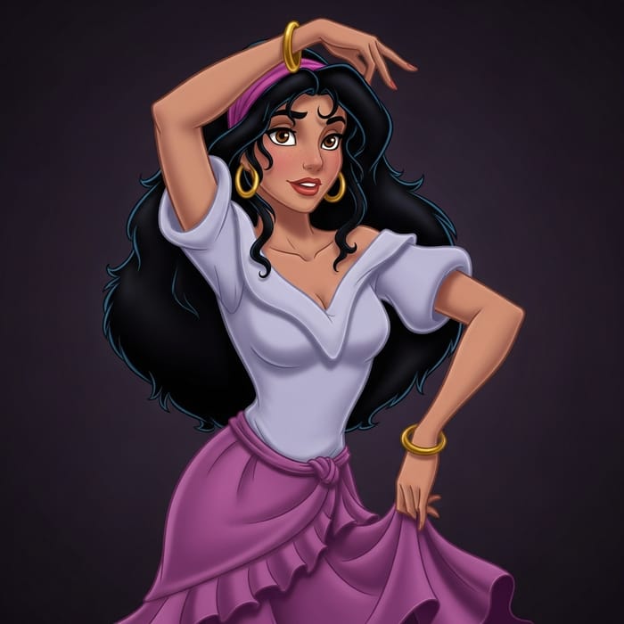 Enchanting Gypsy Character with Brown Eyes and Curly Hair