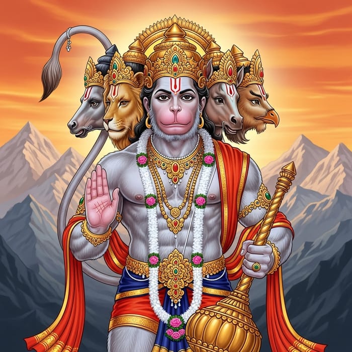 Majestic Panchamukha Hanuman Illustration | Divine Energy Art Majestic Panchamukha Hanuman Illustration | Divine Energy Art