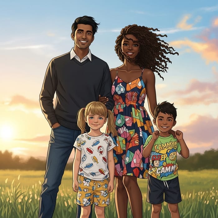 Heartwarming Family of 4 Outdoors Heartwarming Family of 4 Outdoors