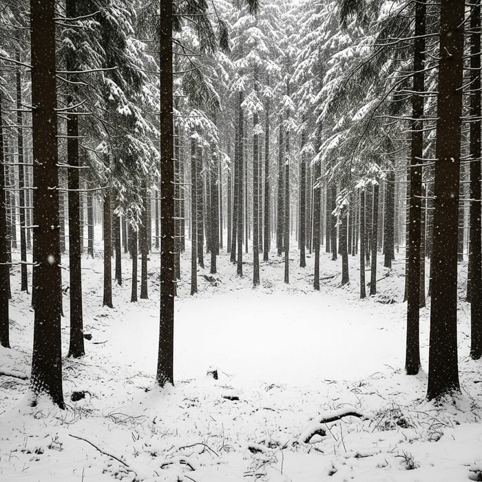 Snowy Forest Serenity - A Peaceful Winter Scene Snowy Forest Serenity - A Peaceful Winter Scene