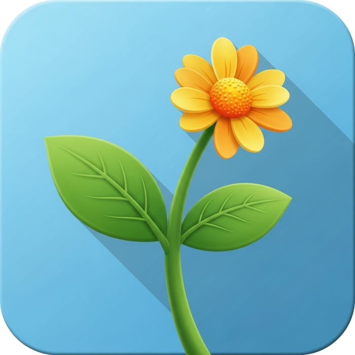 Square WeChat Profile Icon with Fresh Green Plant and Blossoming Flower