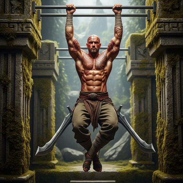 Kratos Performing Pull-Ups: Strength and Power Training Kratos Performing Pull-Ups: Strength and Power Training