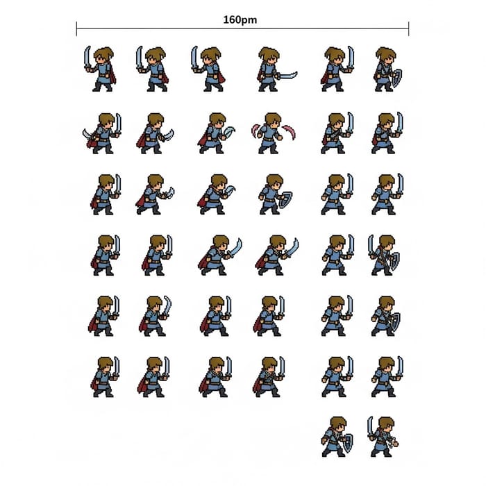 D&D Pixel Art Character Sprite Sheet: Action-Packed & Detailed D&D Pixel Art Character Sprite Sheet: Action-Packed & Detailed