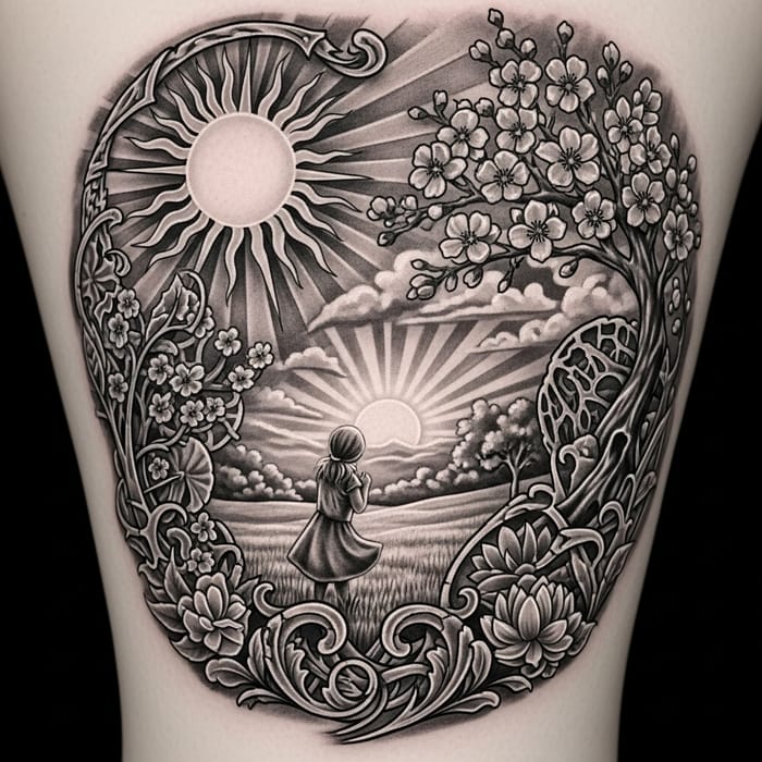 Realistic Black and White Happiness Symbol Tattoo Designs Realistic Black and White Happiness Symbol Tattoo Designs