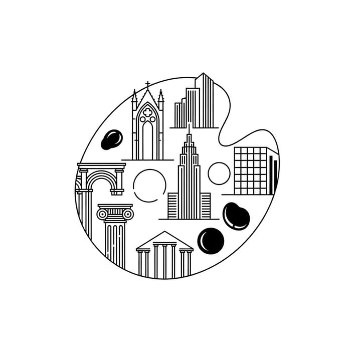 Architectural Palette Logo in Black and White Lines Architectural Palette Logo in Black and White Lines