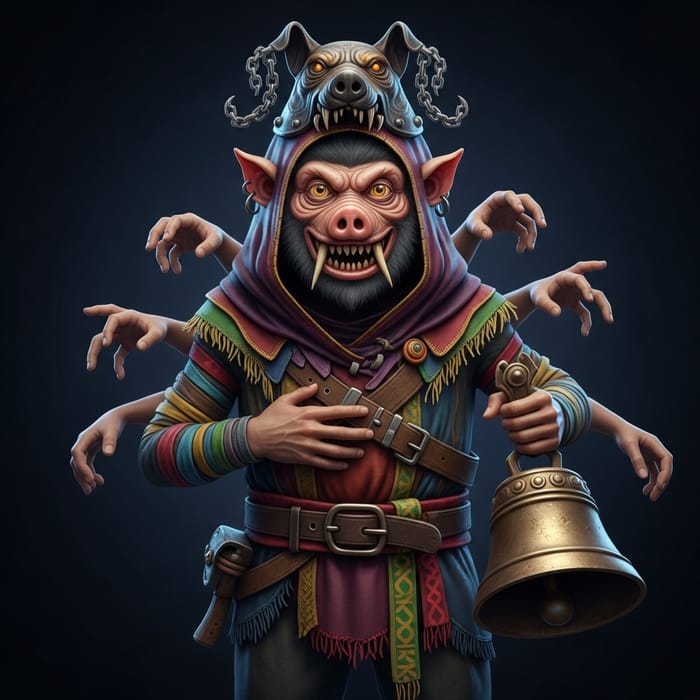 Malevolent Monkey-Pig Creature: Sinister Visage and Mysterious Power