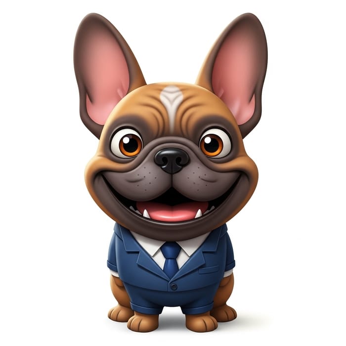 Cartoonish French Bulldog: Cheerful Canine Character