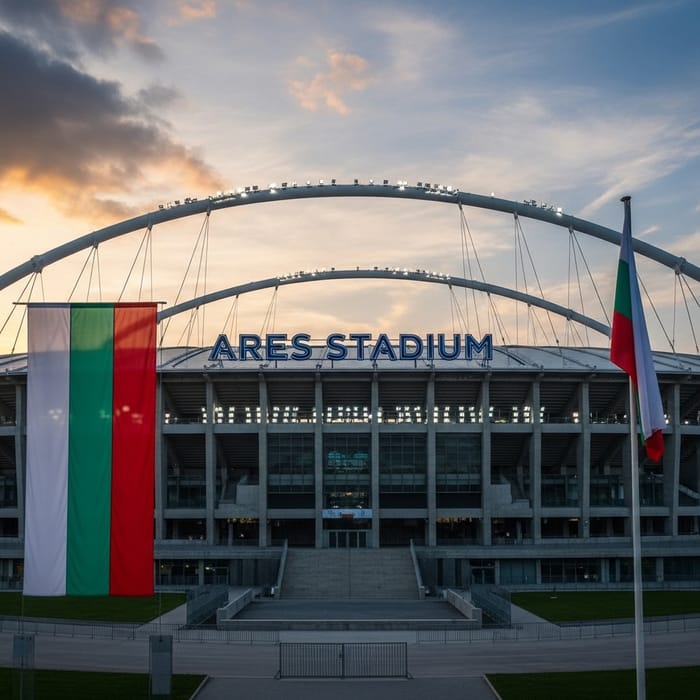 Breathtaking Ares Soccer Stadium | Bulgaria Flag View Breathtaking Ares Soccer Stadium | Bulgaria Flag View