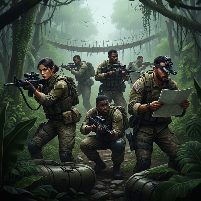 Elite Commando in Intense Jungle Warfare