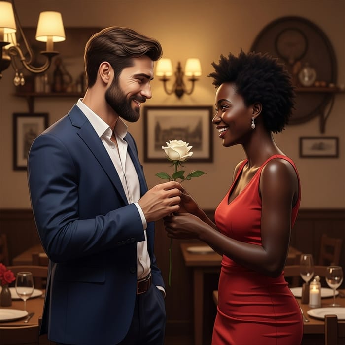 Man Flirting with Woman - Romantic Italian Restaurant Scene