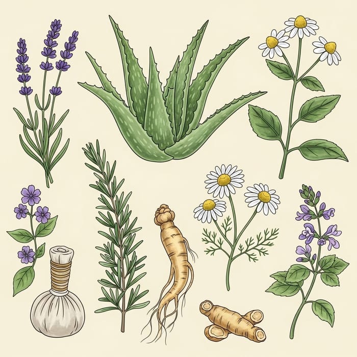 Herbal Plants and Flowers Illustration - Watercolor Art