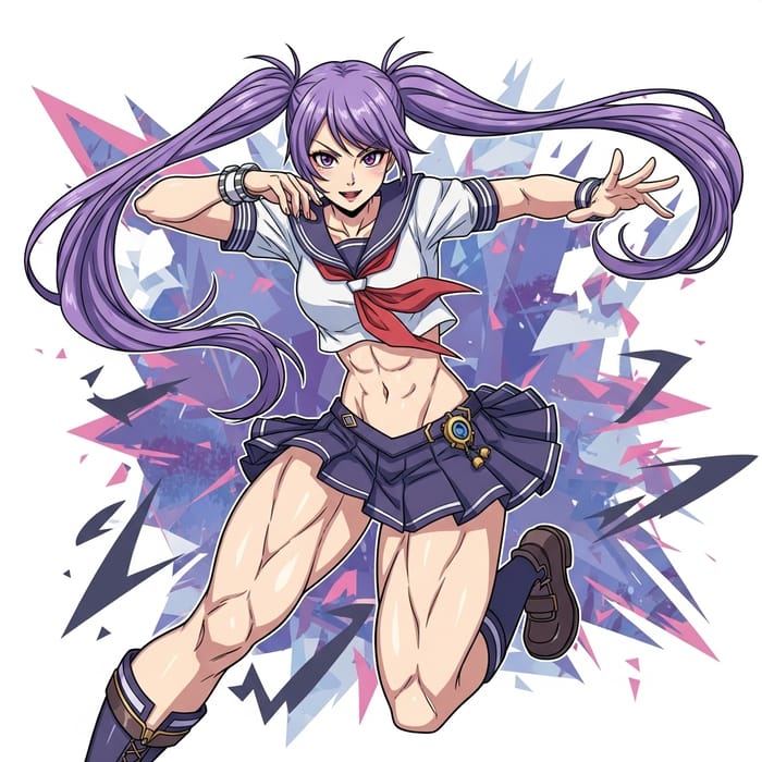 Suzuran from Azur Lane: Dynamic Action Pose in Vibrant Colors Suzuran from Azur Lane: Dynamic Action Pose in Vibrant Colors