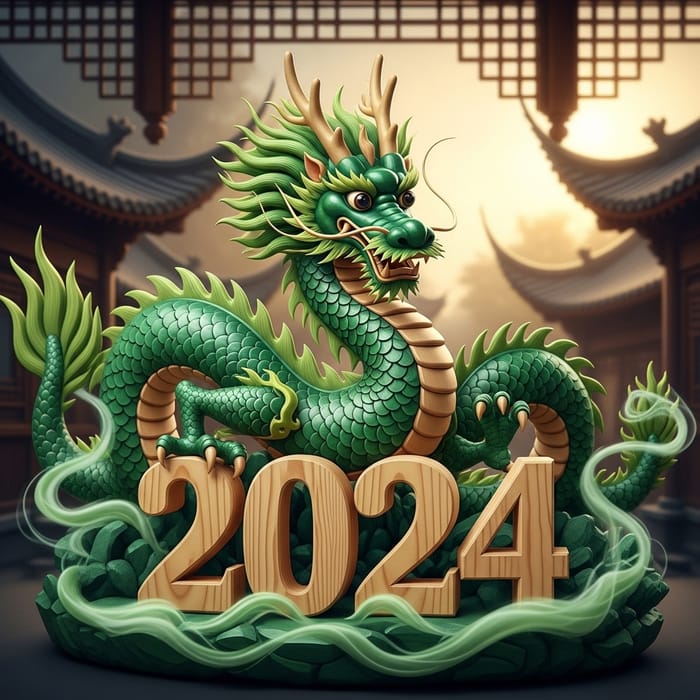 Wooden Green Dragon 2024 | Symbolic Artwork Wooden Green Dragon 2024 | Symbolic Artwork