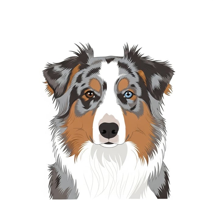 Blue Merle Australian Shepherd Minimalistic Drawing