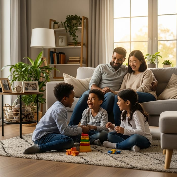 Family Love - Pure Joy and Happiness in Cozy Setting Family Love - Pure Joy and Happiness in Cozy Setting