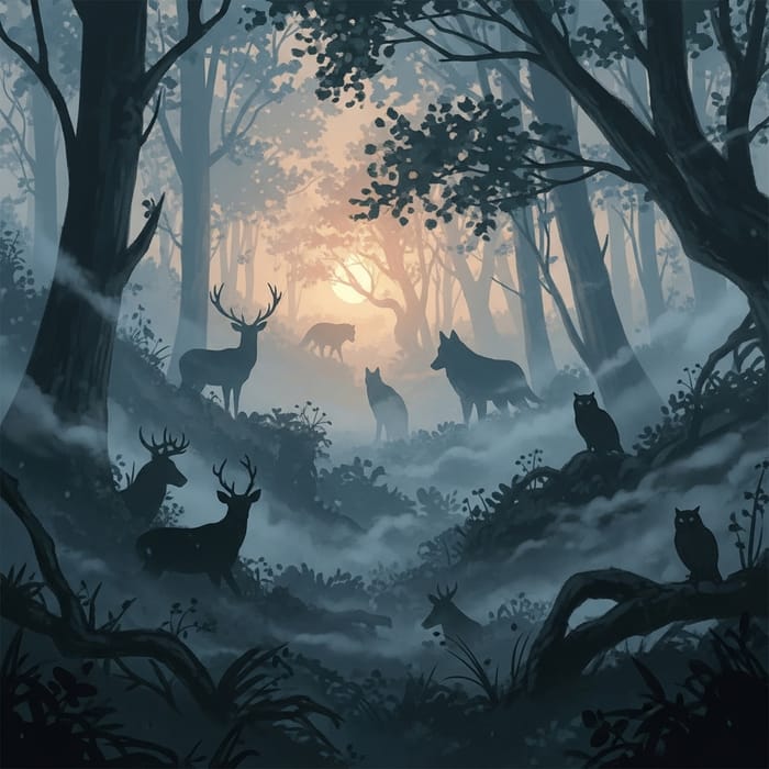 Enigmatic Foggy Forest: Atmospheric, Mysterious Settings Enigmatic Foggy Forest: Atmospheric, Mysterious Settings