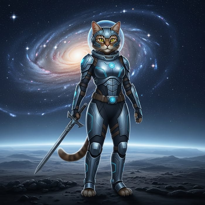 Space Warrior Cat: Galactic Heroine in Futuristic Armor