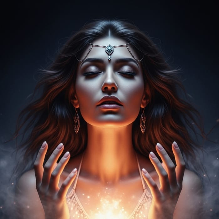 Divine Sorceress with Enchanting Glowing Light | Ethereal Symmetry