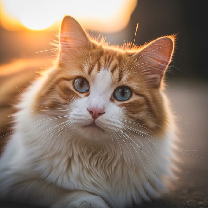 Adorable Orange and White Cat Relaxing - Beautiful Feline Adorable Orange and White Cat Relaxing - Beautiful Feline