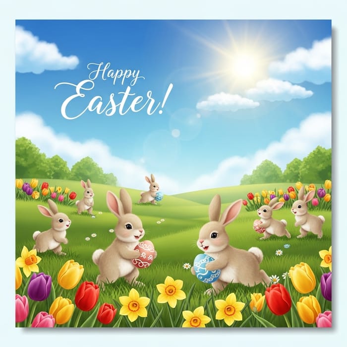 Enchanting Happy Easter Meadow Card Design Enchanting Happy Easter Meadow Card Design