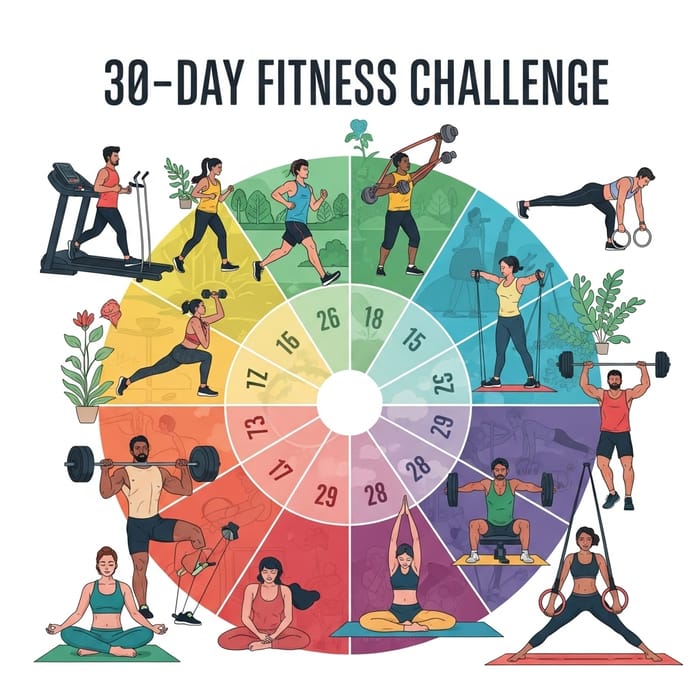Embrace a Healthier Lifestyle with Our 30-Day Fitness Challenge: Cardio, Strength Training, Yoga & More