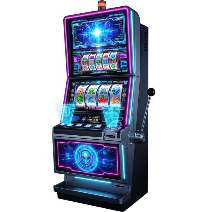 Futuristic Slot Machine - Digital Reels & Holographic Symbols