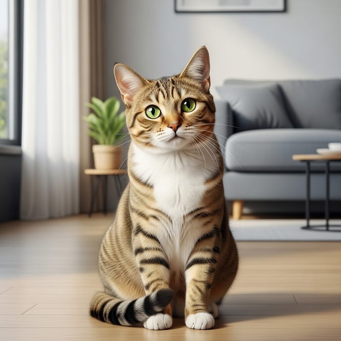 Adorable Cat in Modern Home Setting