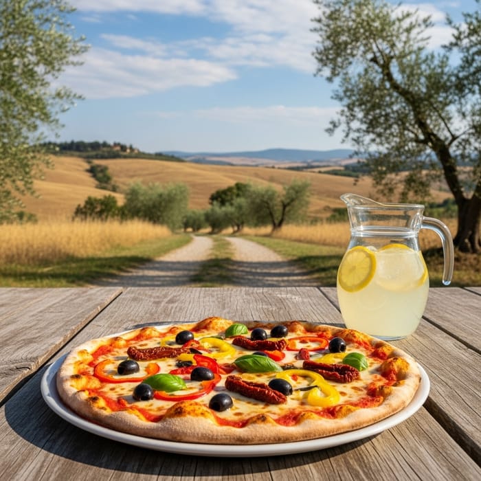 Delicious Pizza in Italian Countryside Delicious Pizza in Italian Countryside
