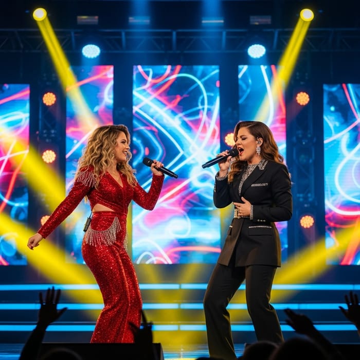 Shakira and Thalia Energetic Performance Together