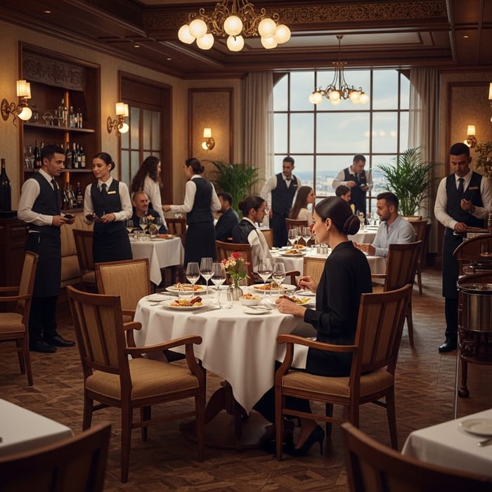 Elegant Woman Dining in Ultra HD 8k Restaurant Scene Elegant Woman Dining in Ultra HD 8k Restaurant Scene