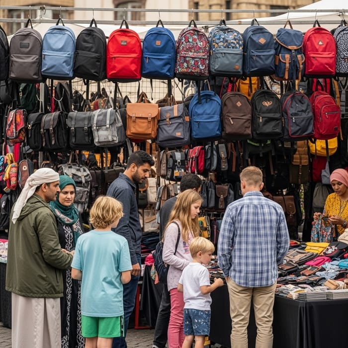 Backpack and Satchel Sale - Vibrant Marketplace Fun Backpack and Satchel Sale - Vibrant Marketplace Fun