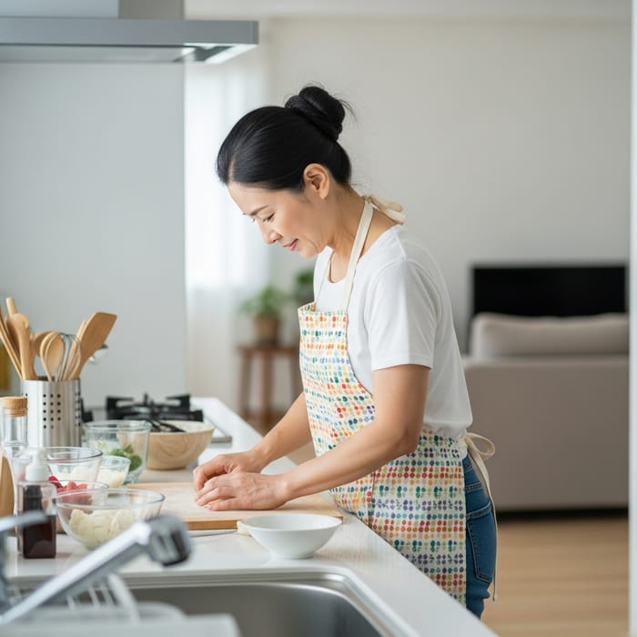 Homemaker Busy in Domestic Duties | Kitchen Scene
