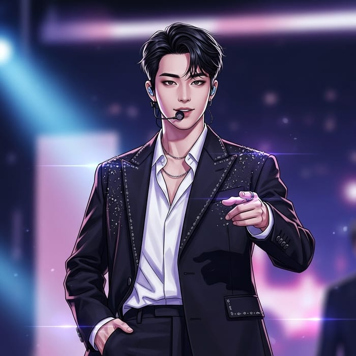 Stylish Black Hair on Jungkook - Modern Korean Pop Star