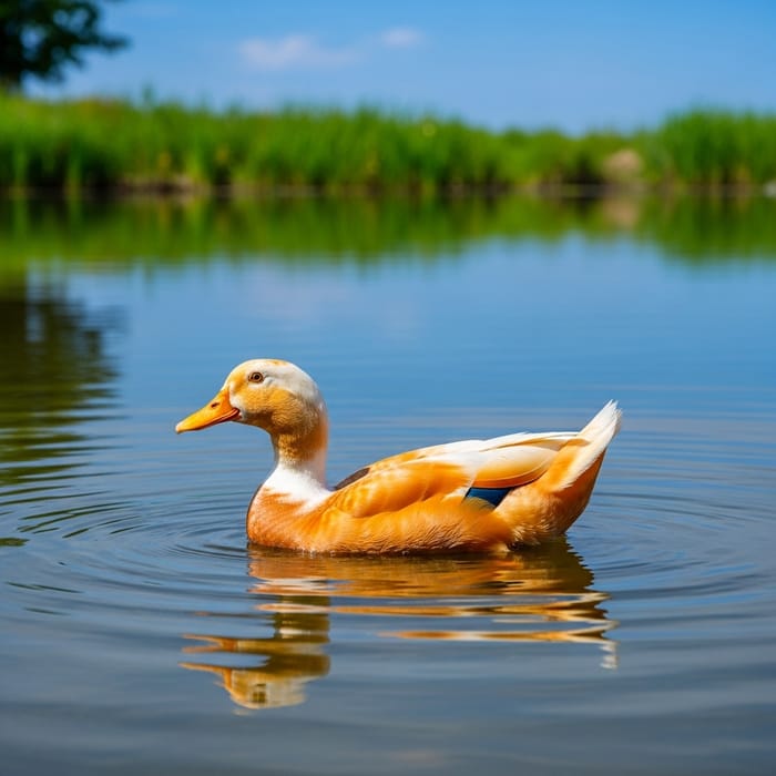 Tranquil Duck Floating in Serene Pond Tranquil Duck Floating in Serene Pond