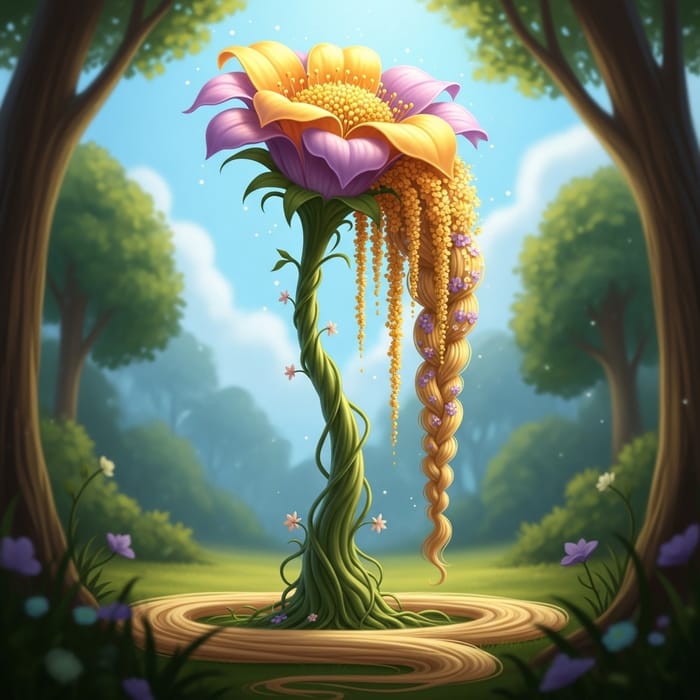 Enchanted Rapunzel Flower | Mythical Floral Illustration