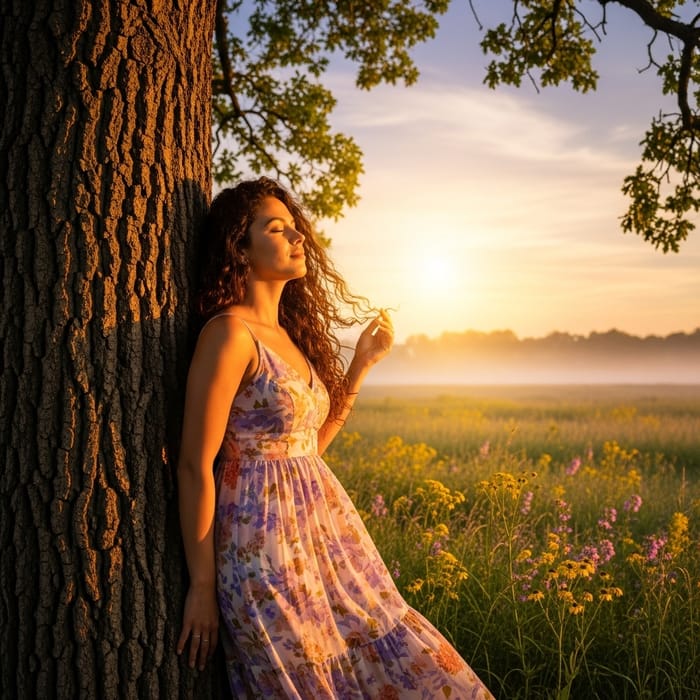 Beautiful Woman in Sun Dress by Meadow Beautiful Woman in Sun Dress by Meadow