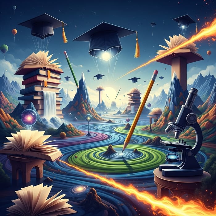 Abstract Landscape of Education and Curiosity Abstract Landscape of Education and Curiosity