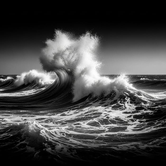 Surreal Black and White Ocean: Salvador Dali Style Waves Surreal Black and White Ocean: Salvador Dali Style Waves