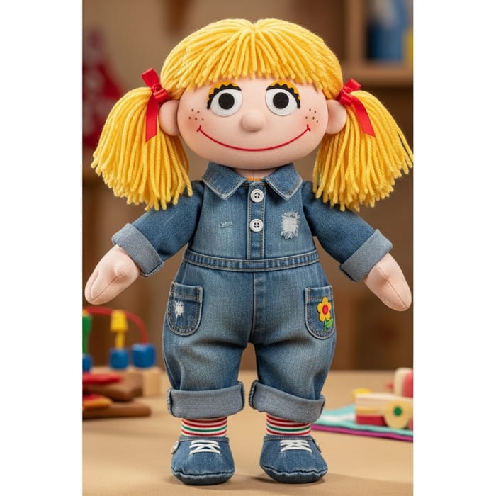Adorable Muppet Style Rag-Doll Girl in Denim Adorable Muppet Style Rag-Doll Girl in Denim
