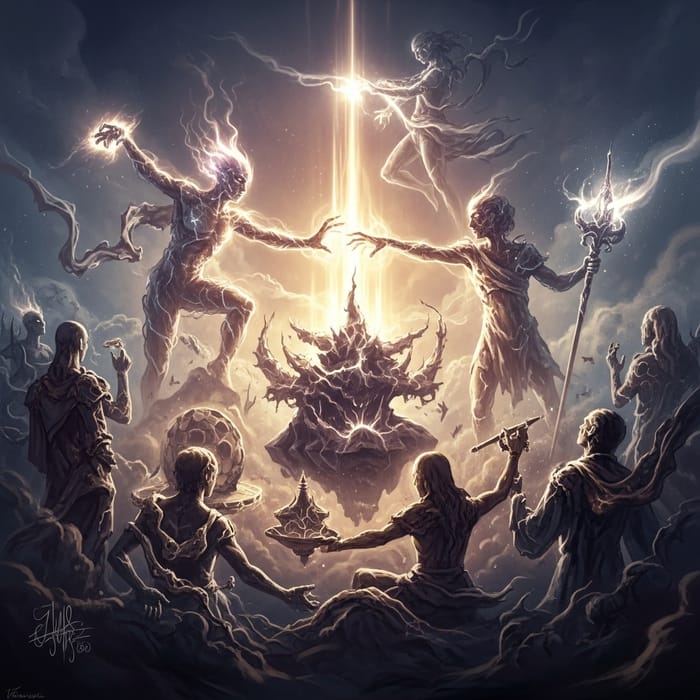 Celestial Energy Figures Shaping Reality | Heavenly Aura