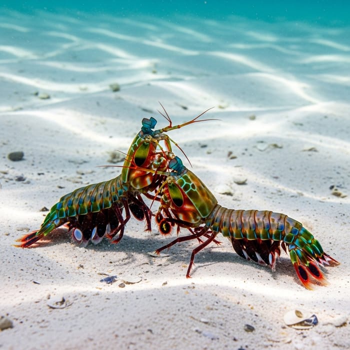 Realistic Mantis Shrimp Battle on White Sands | Underwater Combat