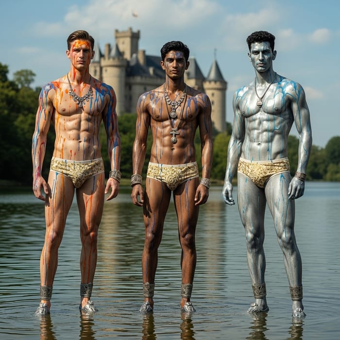 Striking Male Models in Silver Marble Sculpture Striking Male Models in Silver Marble Sculpture