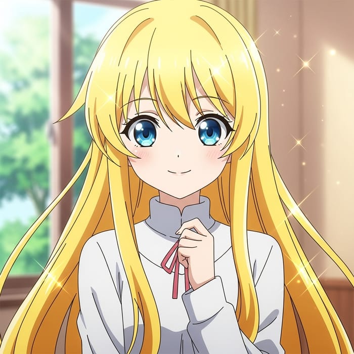 Radiant Yellow Hair Anime Girl | Cute Eyes & Long Hair