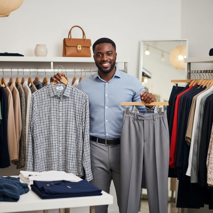 Ultra Realistic Man Promoting Trendy Clothing Brand