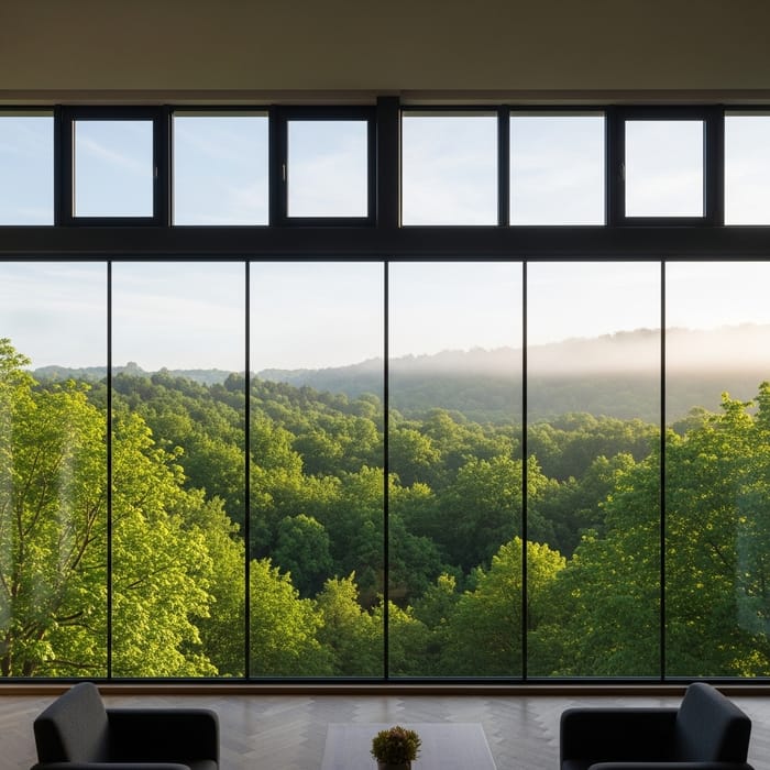 Serene Forest View from Large Window